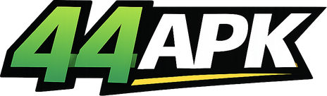 44 apk homepage logo in yellow and blue